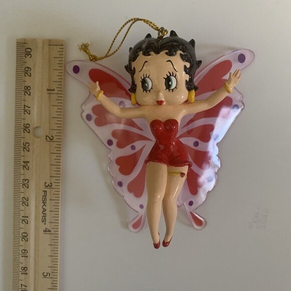 Betty Boop with Wings Ornament Red Dress Butterfly Vintage 4" Tree Decor Figure - Picture 3 of 6